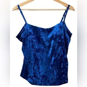 Blue Velvet Top Bra Support 38C Medium M blouse Tank Susan Lucci Designer